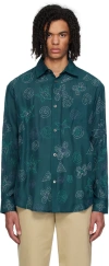 Glass Cypress Green Embroidered Shirt In Dark Green