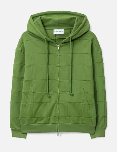 Glass Cypress Green Patchwork Zip Up Hoodie