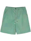 GLASS CYPRESS GREEN QUILTED COTTON SHORTS