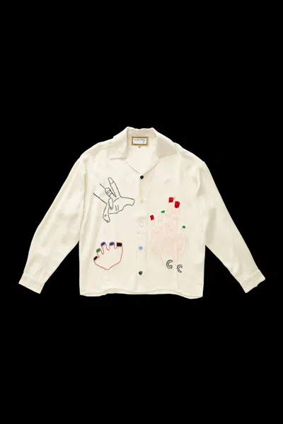 Glass Cypress Hands On Ivory Silk Shirt Ivory In White
