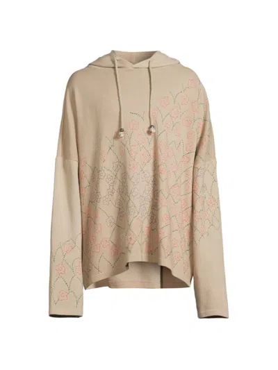 Glass Cypress Beige Floral Hoodie In Sponge