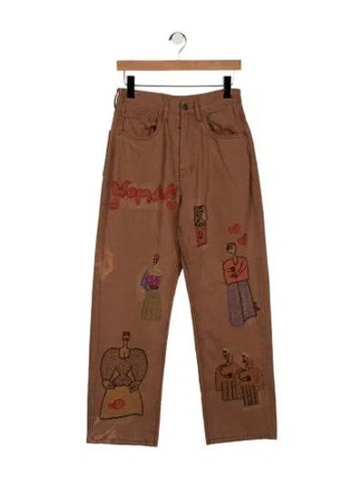 Pre-owned Glass Cypress Mid-rise Straight Leg Jeans In Brown