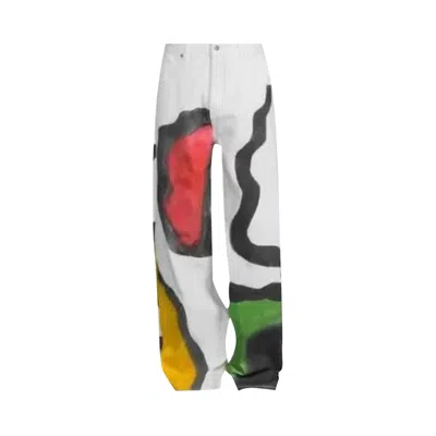 Pre-owned Glass Cypress Painted Denim Jeans 'white' | Men's Size 36