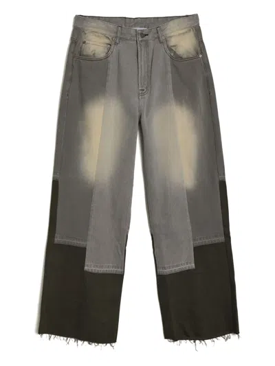 Glass Cypress Panelled Frayed Jeans In Gray
