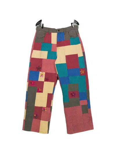 Glass Cypress Patchwork Flower-embroidered Jeans In Animal Print