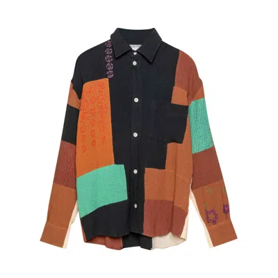 Pre-owned Glass Cypress Patchwork Gauze Flannel 'black' | Men's Size S