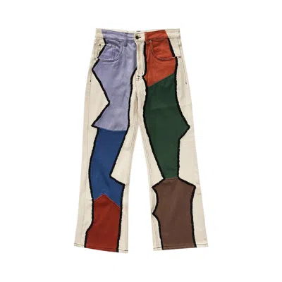 Pre-owned Glass Cypress Patchwork Semi Flare Denim 'cream' | Men's Size 30