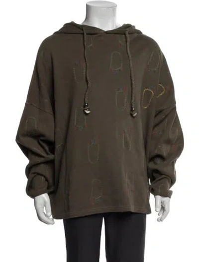 Pre-owned Glass Cypress Patterned Crew Neck Hoodie In Green