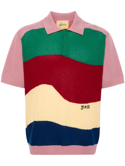 GLASS CYPRESS PINK STRIPED WOOL POLO SHIRT