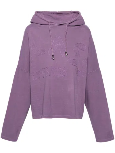 GLASS CYPRESS PURPLE LOGO-EMBROIDERED HOODIE