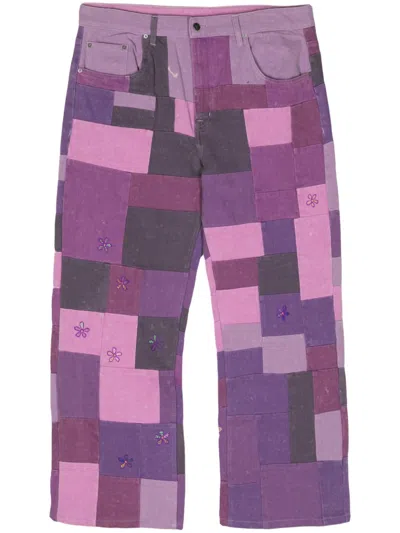 Glass Cypress Patchwork Straight Jeans In Purple