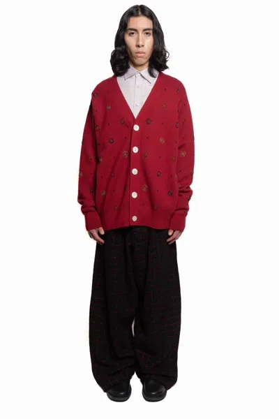 Glass Cypress Red Monogram Cardigan