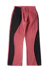 Glass Cypress Red Panelled Flared Denim Pants