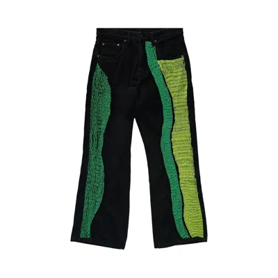 Pre-owned Glass Cypress Semi Flare Denim With Beads 'black' | Men's Size 30