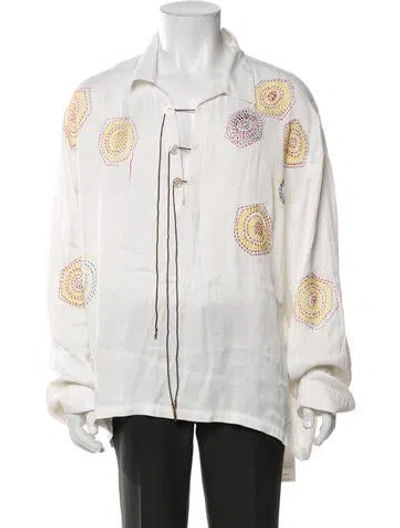 Pre-owned Glass Cypress Silk Graphic Print Shirt In White
