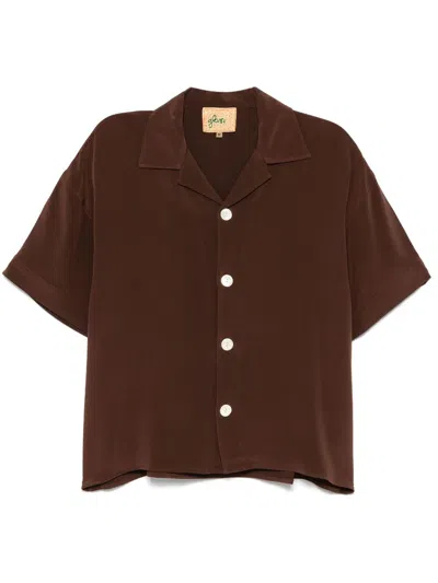 Glass Cypress Brown Silk Shirt