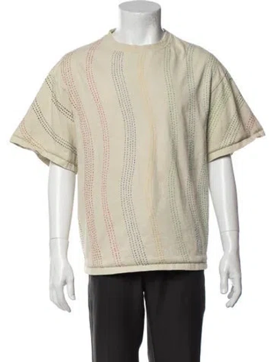 Pre-owned Glass Cypress Striped Crew Neck T-shirt In Neutrals