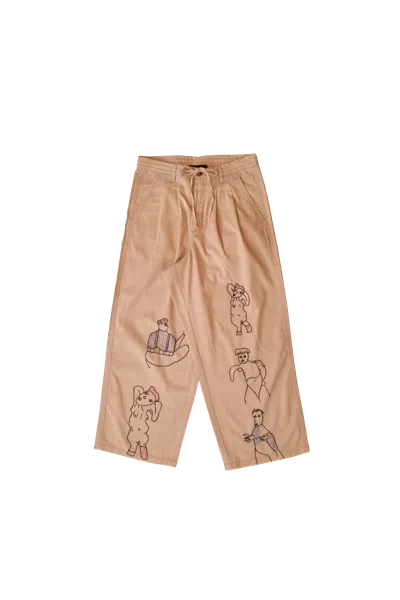 Glass Cypress Tan Hand-embroidered Pleated Trouser In Brown