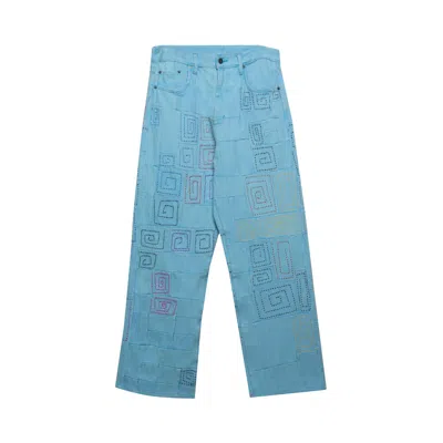 Pre-owned Glass Cypress Tonal Patchwork Denim 'blue' | Men's Size 34
