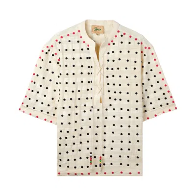 Pre-owned Glass Cypress Washed Linen Button Tunic 'white'