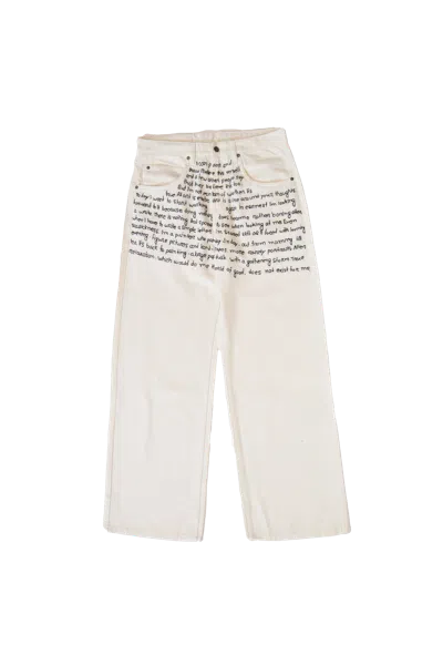 Glass Cypress White Swirly Text Jeans