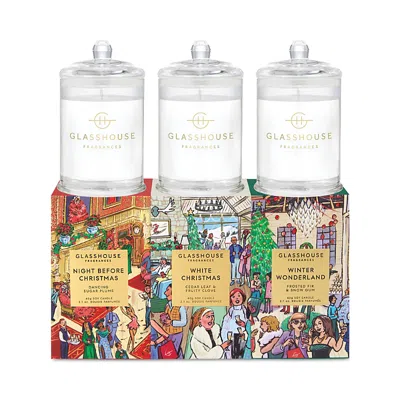 Glasshouse Fragrances Christmas 2.1 oz Candle Trio Gift Set In Multi
