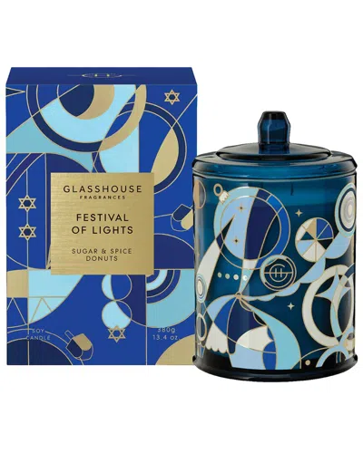 Glasshouse Fragrances Festival Of Lights 380g Candle In Blue