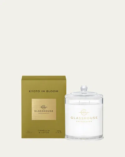 Glasshouse Fragrances 13.4 Oz. Kyoto In Bloom Scented Candle In Gold