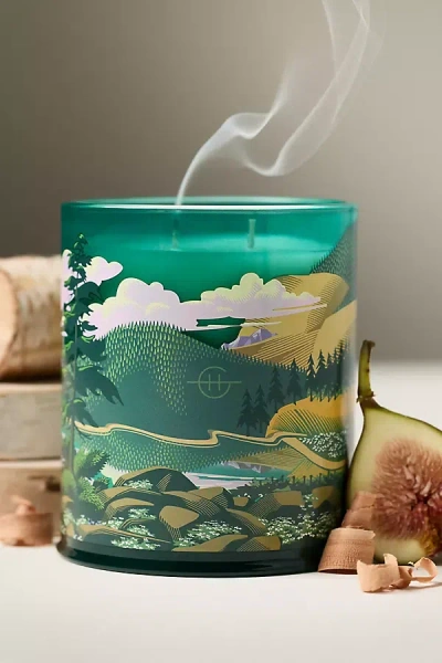 Glasshouse Fragrances Woody Breathtaking Banff Glass Candle In Green
