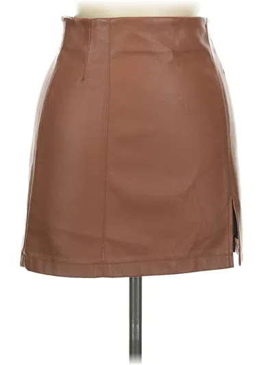 Pre-owned Glassons Faux Leather Skirt In Brown
