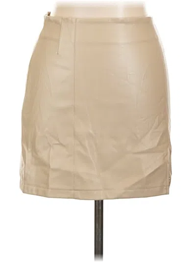Pre-owned Glassons Faux Leather Skirt In Tan