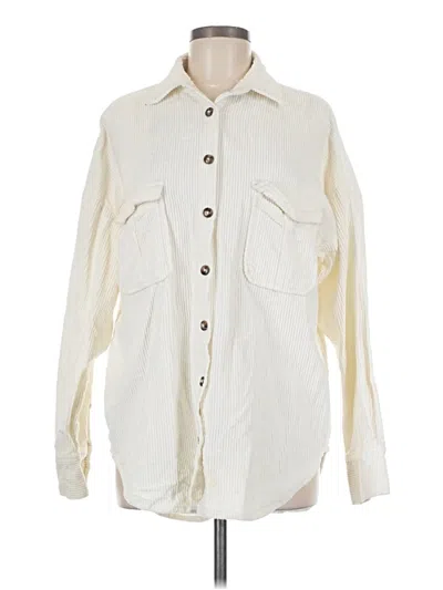 Pre-owned Glassons Long Sleeve Button Down Shirt In Ivory