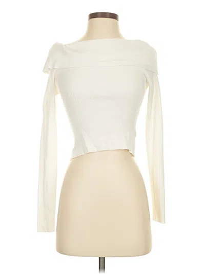 Pre-owned Glassons Long Sleeve Top Ivory One Shoulder Neckline Tops In White