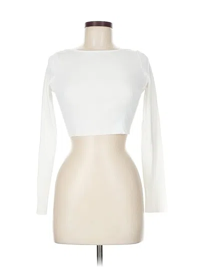 Pre-owned Glassons Long Sleeve Top White Boatneck Tops