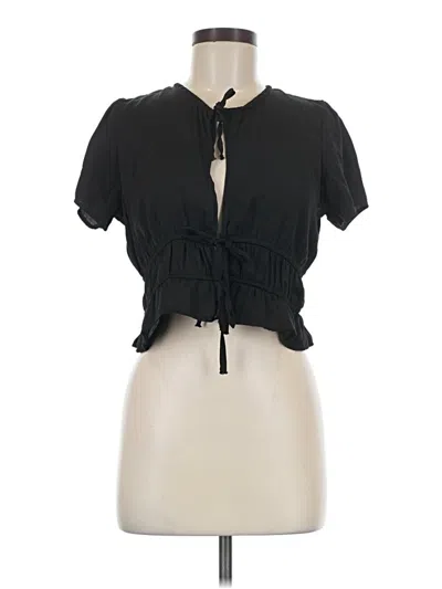 Pre-owned Glassons Short Sleeve Blouse In Black