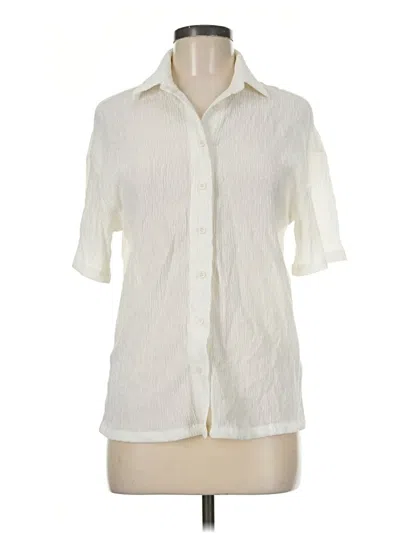 Pre-owned Glassons Short Sleeve Blouse In Ivory