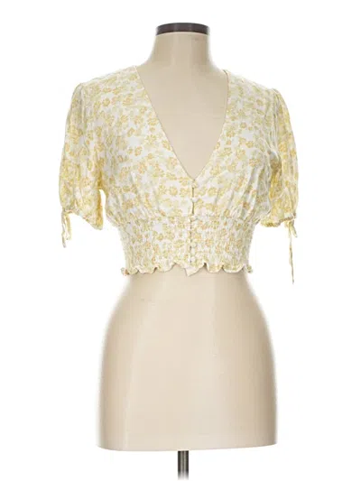 Pre-owned Glassons Short Sleeve Blouse In Yellow