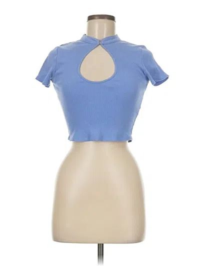 Pre-owned Glassons Short Sleeve Turtleneck In Blue