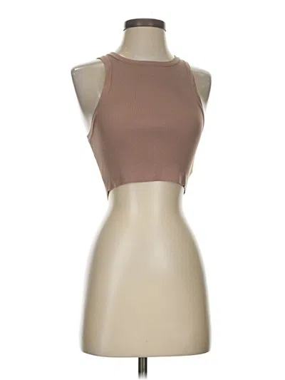 Pre-owned Glassons Tank Top Tan Halter Neckline Tops In Brown