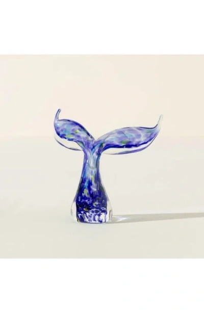 Glassroots Whale Tail Glass Sculpture In Blue