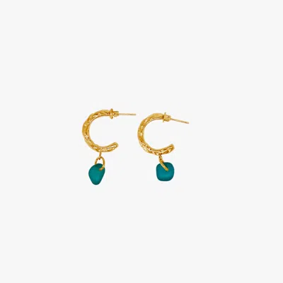 Glasstyk I/s Women's Fragments Signature Hoops Blue Sea Glass Gold