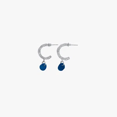 Glasstyk I/s Women's Fragments Signature Hoops Dark Blue Sea Glass Steel