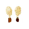 Glasstyk I/s Women's Sea Urchin Brown Sea Glass Earrings