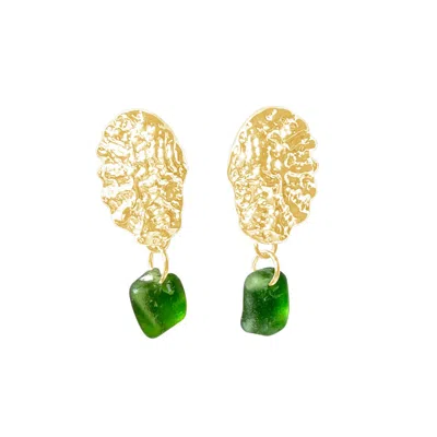 Glasstyk I/s Women's Sea Urchin Earrings Green Sea Glass