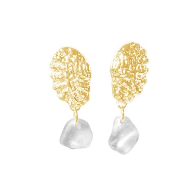 Glasstyk I/s Women's Sea Urchin Earrings White Sea Glass