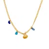 Glasstyk I/s Women's Shells Necklace Blue Sea Glass Gold