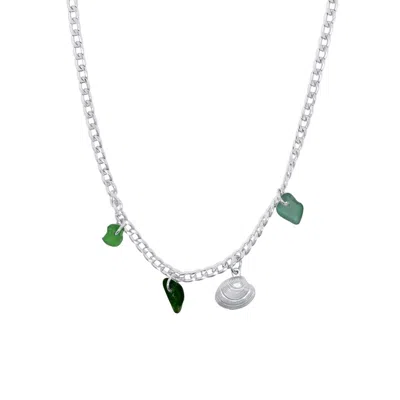 Glasstyk I/s Women's Shells Necklace Green Sea Glass
