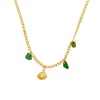 Glasstyk I/s Women's Shells Necklace Green Sea Glass Gold