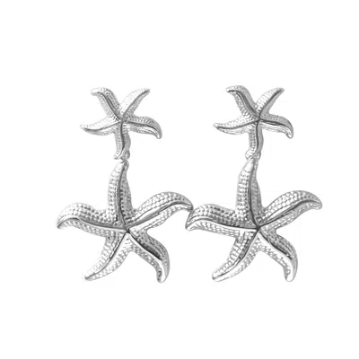 Glasstyk I/s Women's Silver Starfish Earrings Steel