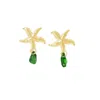 Glasstyk I/s Women's Starfish Earrings Green Sea Glass Gold